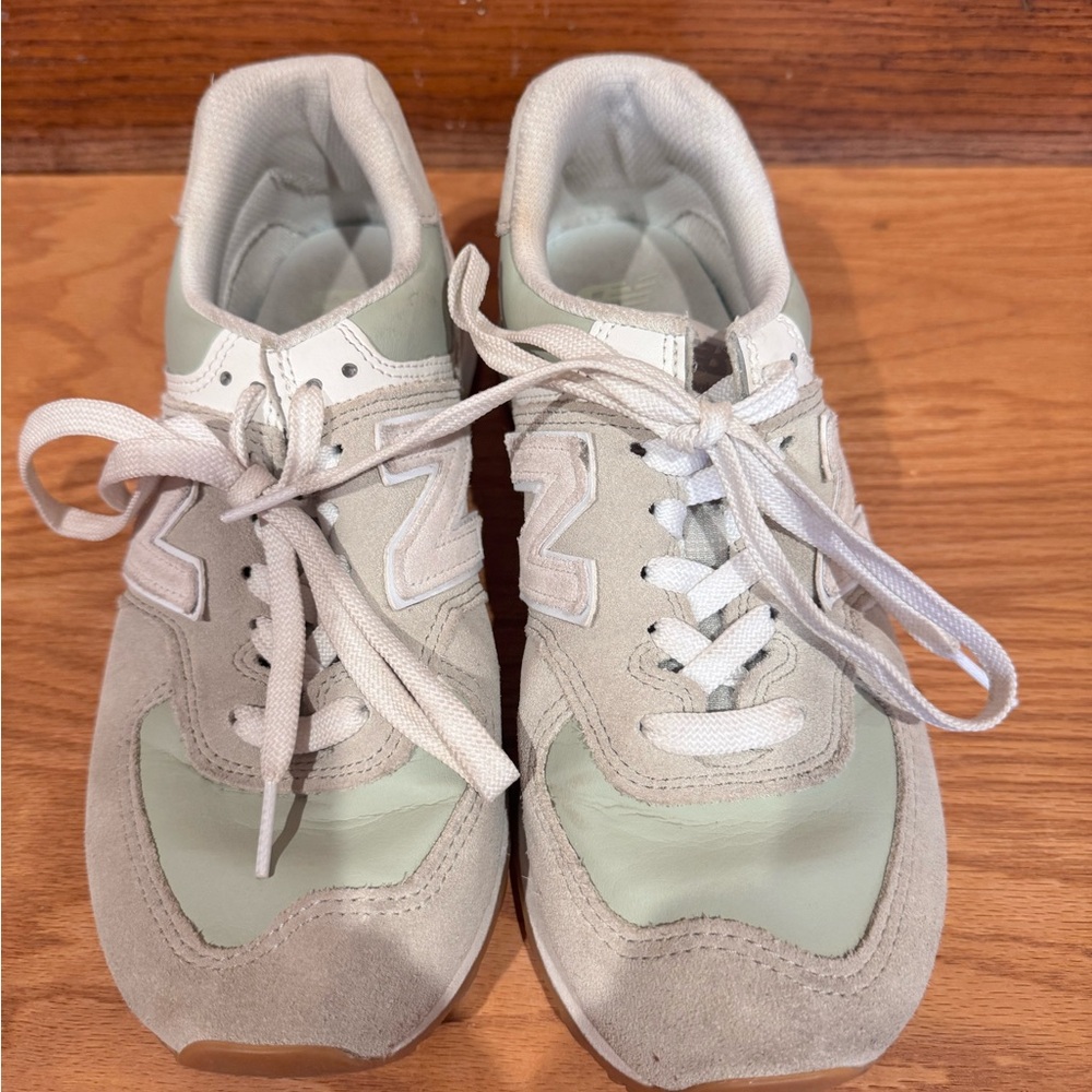 New Balance Pale Sage and Cream Runner Sneaker